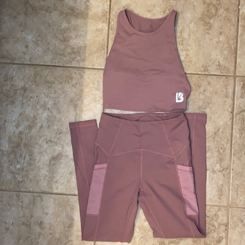 Buff bunny Mauve Crop Top and Leggings set